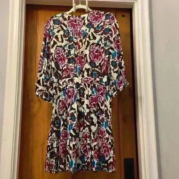 Ba&sh Giulia Wrap Minidress Multi Floral Design Size Medium New - Picture 7 of 9